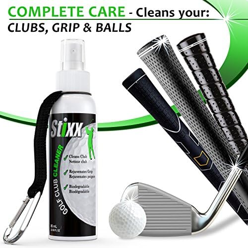 #1 Golf Club Cleaning Kit - Includes Four Great Products: Golf Club and Grip Cleaner, 3-in-1 Heavy Duty Golf Brush with a Retractable Zip-Line, Microfiber Golf Towel 16" X 21" and a 100 Combo Pack of Biodegradable Golf Tees: 60 Long Tees - 3 1/4" and 40 Short Tees - 2 1/8". Great Gift and Golf Bag Accessories!