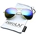 zeroUV Original Classic Metal Standard Aviator Sunglasses - Nickel Plated Frame (Gold Ice)