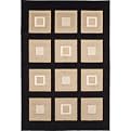 Blocks Double-Weave Rug Collection - Black