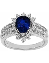 18K White Gold Tanzanite and Diamond Ring -- LIFETIME WARRANTY