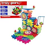 Gear Building Toy Set - Interlocking Learning Blocks - Motorized Spinning Gears - 81 Piece Playground Edition by Krazy Gears