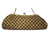 fully beaded evening handbag mental handle purse bag