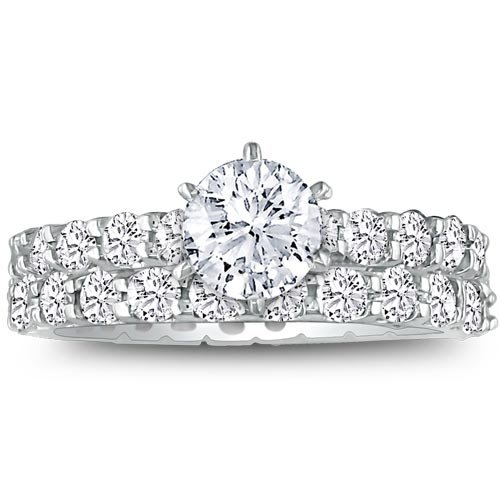 14K White Gold Diamond Eternity Bridal Ring Set( 4 3/5ct tw G/H SI Size 4-9)