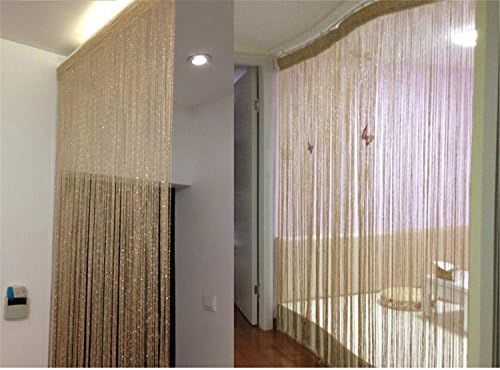 OneDrapes Gold Tinsel Foil Fringe Door Window Curtain Party Decoration W39"*79"H Color Coffee
