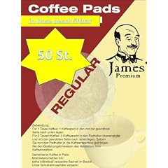 Office Pads - in beschriftbarer Dose 50 St�ck - Kaffeepads einzeln verpackt - James Premium�  Erlesener Kaffee, ausgewogen und aromatisch mit vollem Geschmack.  Als Einzelportionen R�stfrisch verpackt!