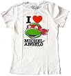 Teenage Mutant Ninja Turtles I Love Michaelangelo White Junior T-shirt