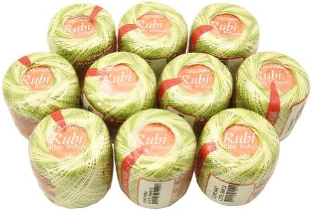 Lot 10 Balls Variegated Light Green Size 8 Perle/pearl Cotton Threads for Crochet, Hardanger, Cross Stitch, Needlepoint and Other Hand Embroidery Crafts