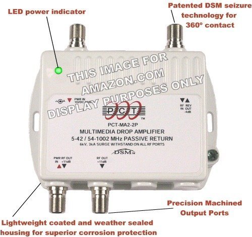 2-Port Bi-Directional Cable TV HDTV Amplifier Splitter Signal Booster with Passive Return Path 2-Port Bi-Directional Cable TV HDTV Amplifier Splitter Signal Booster with Passive Return Path