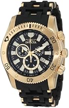 Invicta Sea Spider Men's Quartz Watch with Black Dial  Chronograph display on Black Plastic Strap 0140