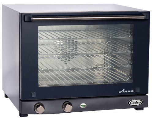 Cadco OV-023 Compact Half Size Convection Oven with Manual Controls, 208-240-Volt/2700-Watt, Stainless/Black