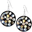 Brown lip Circles Round Shell Earrings