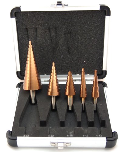 5 PC HSS Cobalt Step Drill Bits Set Metric Sizes Bits ,Shank 1/4", 5/16", 3/8"