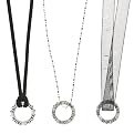 Love/Faith/Believe Pendant Necklaces 3-pc. Set - Black/ Chain/ Ribbon