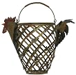Painted Wire and Tin Hen Fruit Bucket 13" x 7.5" x 11"