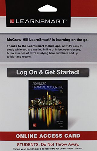 LearnSmart Access Card for Advanced Financial Accounting 11th Edition