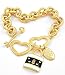 Gorgeous Tutti Frutti Locket Heart & Arrow Chunky Charm Bracelet Gold Tone