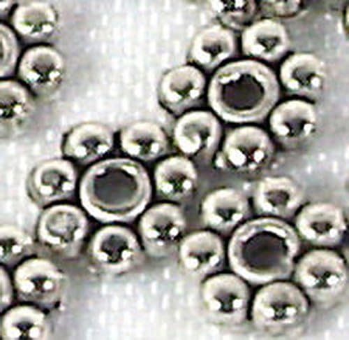 Smith Beads 50 Silver Pewter Daisy Spacer Beads 4mm Lead-Free