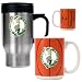 Boston Celtics Stainless Steel Travel Mug & Gameball Ceramic Mug Set - Primary Logo NBA Basketball