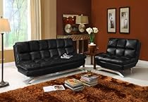 Big Sale Futon Sofa Convertible - Black Faux Leather