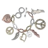 Tri Color Peace Theme Charm Bracelet Fashion Jewelry