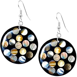 Brown lip Circles Round Shell Earrings