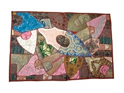 Brown Vintage Sari Tapestry Handmade Wall Hanging
