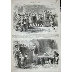 1857 Chinese Sketches Mandarin Punishment Cangue Men