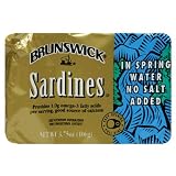 Brunswick Sardines in Spring Water, No Salt Added, 3.75-Ounce Tins (Pack of 25)