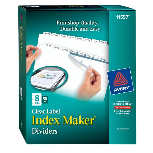 Avery Index Maker Clear Label Dividers, 8.5 x 11 Inch, 8 Tab, White Tab