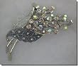 White and Silver Crystals Leaf Pin B3H33