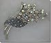 White and Silver Crystals Leaf Pin B3H33