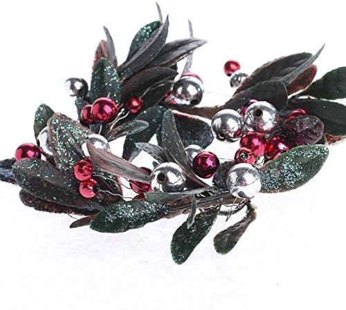 Group of 4 Mixed Metallic Berry and Glitzy Leaf Candle or Napkin Rings for Home and Holiday Decor
