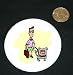 3" button / pin printed with man, body, walking, individuals, individual, humans, person, dog, business, human, persons, leash, people