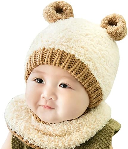 Prettyhat Unisex Baby Winter Warm Hat Kids Ear Cotton Blended Knitted Velvet Cap beige