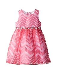 Girls Polyester/Rayon Chevron Print   Dress With Rhinestones