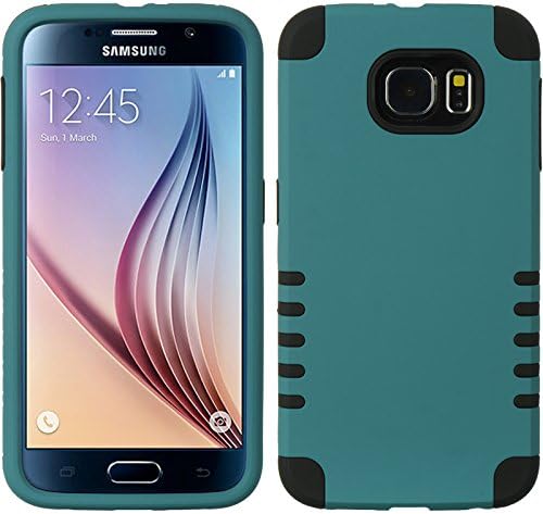 Galaxy S6 Case, [Armor Series] Dual Layer (Pc+tpu) 2 in 1 Protective Cover Travel Charger Kaede® [Screen Guard] Protector Diamond Stylus Pen for Samsung Galaxy S6 (Teal/Black)