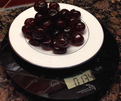 KERNOW KITCHEN - Digital Kitchen Scale - Ounces &amp; Grams - Precision 0.1 oz to 11 lbs - Also Fluid Ounces and Milliliters - TARE facility - Stylish Luxurious Black Circular Design, Easy Clean Tempered Glass Top - Battery Op - 1 Yr Guarantee