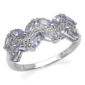 1.20 Carat Genuine Tanzanite Marquise Sterling Silver Ring by JewelzDirect