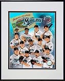 Florida Marlins 2007 Team Composite Double Matted 8 x 10 Photograph in Black Anodized Aluminum