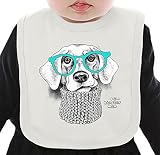 Dog With Blue Glasses ネクタイを有する有機ビブ Medium