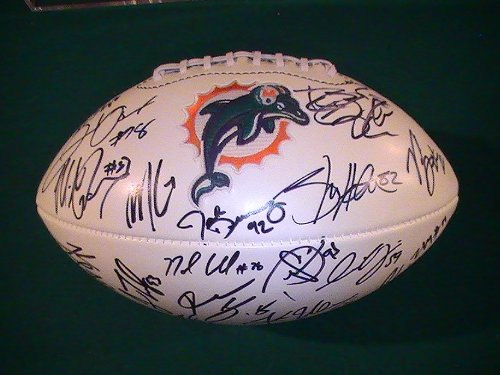 2011 Miami Dolphins Team Signed Autographed Logo Football Chad Henne Coa + Hologram w/ Football Holder