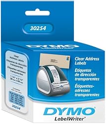 DYMO LabelWriter Address Labels, Clear, 1-1/8" x 3-1/2", 1 Roll/Box, 130 Labels/Roll (30254)