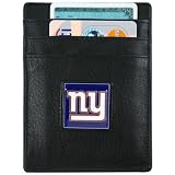 NFL New York Giants Black Leather Money Clip and Business Card Holder