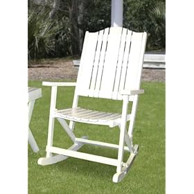 Carolina Cottage White Cambridge Folding Outdoor Rocking Chair by visiondecor Furniture