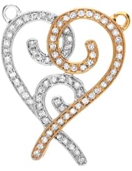 0.75 Carat (ctw) 14k White & Yellow 2 Tone Gold Round Diamond Ladies Pendant 3/4 CT with FREE 10K Gold Chain