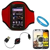 Red Durable Neoprene Exercise Sports Workout Armband with Adjustable Velcro ....