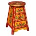EXP Handmade Asian furniture-18" Yellow & Red Tibetan Accent / End Table Painted Flowers - 3-Drawer