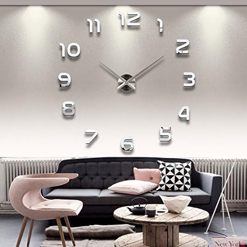Elikeable Modern 3D Frameless Large Wall Clock Style Watches Hours DIY Room Home Decorations