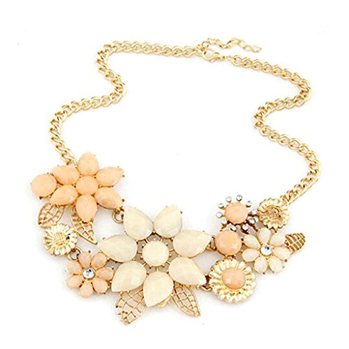 DDU(TM) Charm Acrylic Bauhinia Flower Chunky Statement Bib Choker Necklace Neckchain