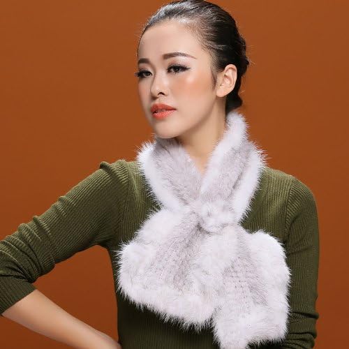 Mingxin womens mink fur knit falbala style scarf warm winter neck shawl stole